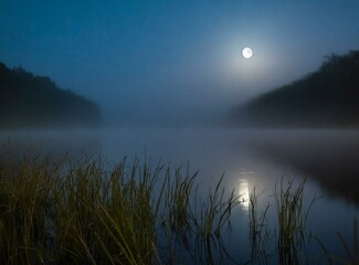 Canvas Print - Lake Under Moonlight