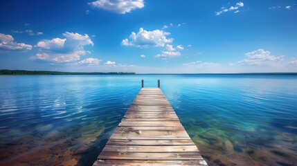 dock at ludington state park. relaxing summer vacation by the lake in northern michigan