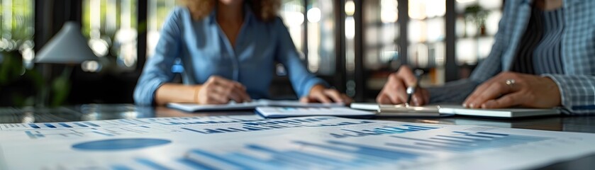 Poster - Focused Business Team Collaborating on Financial Strategy with Charts and Graphs