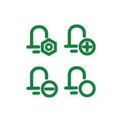 Poster - Collection of 4 alarm logos, add alarm, delete alarm, set alarm. Design graphic element illustration of alarm icon in line style.