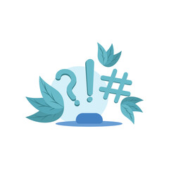 Poster - Hashtag question mark and exclamation mark icon. design background illustrations with natural themes, hashtags and exclamation marks. Background illustration graphic element design