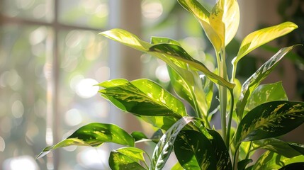 Sticker - Sunlit indoor plant close-up