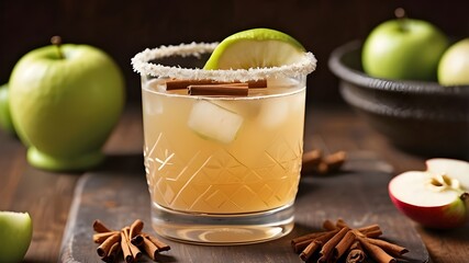 Wall Mural - A autumn drink suggestion is an apple cider margarita with brown sugar and spices.