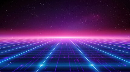Poster - Retro Futuristic Digital Landscape