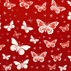 Wall Mural - Butterfly chinese pattern backgrounds red blackboard.