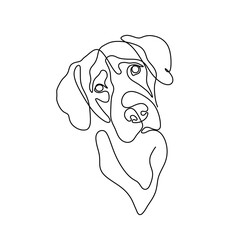 Wall Mural - Vector isolated labrador dog portrait one single contemporary line art colorless black and white contour line easy drawing