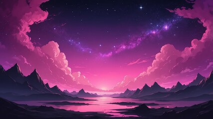 Poster - pink night sky abstract background design