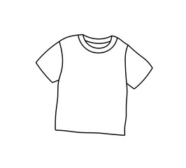 Wall Mural - vector isolated one single simple white t-shirt colorless black and white contour line easy drawing
