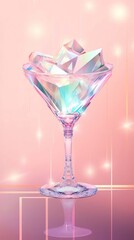 Sticker - Cocktail holography martini crystal glass.