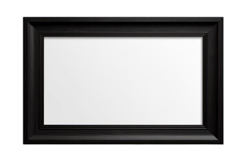 Wall Mural - minimalist black wooden picture frame with a thin border, isolated on a white background