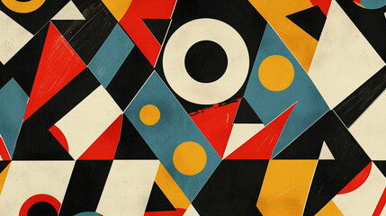 Wall Mural - A geometric pattern with bold shapes and contrasting colors.