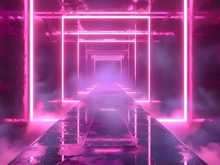 Poster - futuristic neon frame with sleek architectural lines ideal for sci fi and tech designs