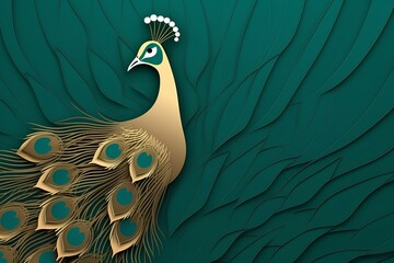 Wall Mural - peacock with feathers made by midjourney