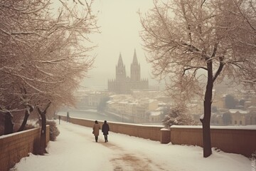 Wall Mural - Spain winter architecture landscape.