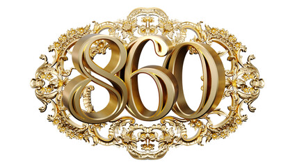 Wall Mural - golden number eight hundred sixty in the center of decorative golden vintage frames, number 860
