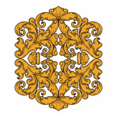 Poster - Isolated ornamental design. Ornamental elements for your designs. Floral carving decoration for postcards, invitations, social media or wedding.