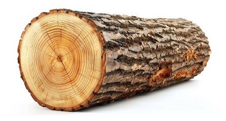 Wall Mural - The stump of an oak tree and the log fire wood are isolated on a white background using clipping paths