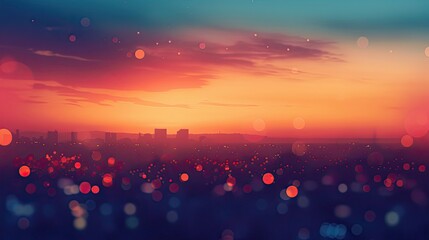 Canvas Print - Abstract background with sunset to night gradient and city lights inviting