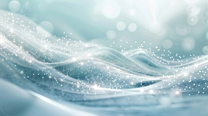 Poster - Serene wallpaper with aqua and silver particle wave twinkling lights and foggy texture