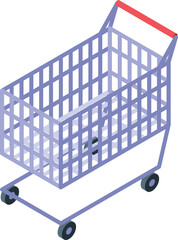 Poster - Empty shopping cart is waiting to be filled with groceries at the supermarket
