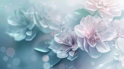 Poster - Dreamy background with pastel flowers fluid gradients and subtle bokeh effects