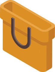 Poster - Yellow shopping bag isometric icon, concept of consumerism and retail, isolated on white background