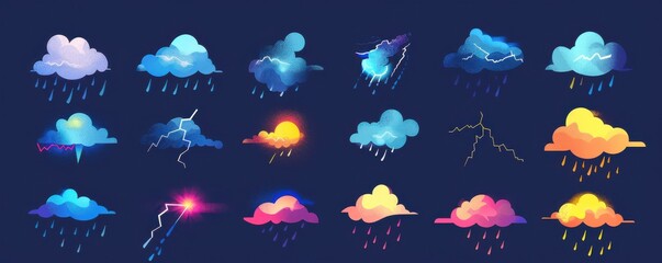 Wall Mural - A collection of different types of clouds and weather conditions.