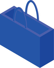 Poster - Blue shopping bag standing on white background representing online shopping and retail