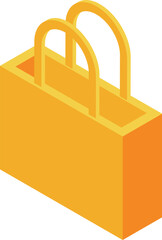 Poster - Yellow shopping bag standing up, isometric illustration perfect for e commerce and retail businesses