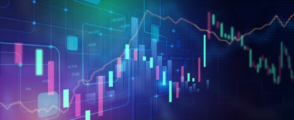 Investment finance chart,stock market business. Digital financial chart indicators, stock market business and exchange financial growth graph.