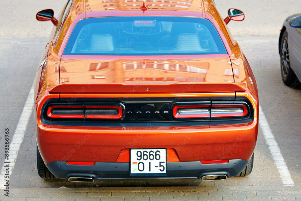 Minsk, Belarus. Apr 27, 2024. Dodge Challenger parked in parking lot ...
