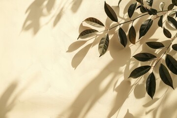 Canvas Print - Elegant leaves shadow on wall