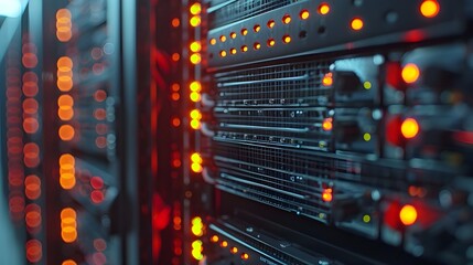 Aufkleber - vibrant cloud server rack with active led indicators for data processing and computing