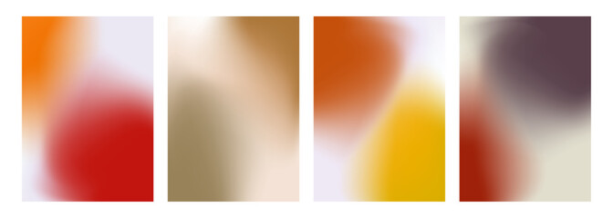 Poster - Autumn gradients. Defocused bright colored abstract backgrounds. Blurred vibrant colors for Fall season creative graphic design. Vector illustration.