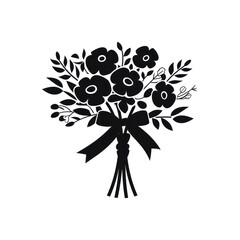 Wall Mural - Bouquet logo icon silhouette flower plant.