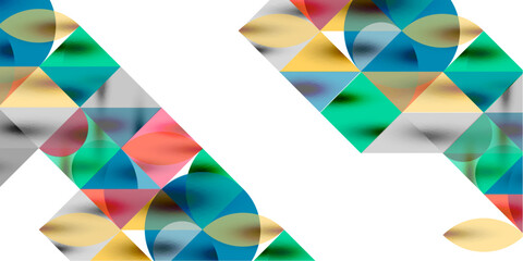 Aufkleber - Triangles, round triangles and circles techno art. Vector Illustration For Wallpaper, Banner, Background, Card, Book Illustration, landing page