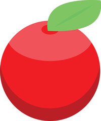 Wall Mural - Red apple with a green leaf representing healthy eating and fresh produce