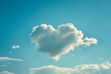 Poster - Heart shaped Cloud in Clear Blue Sky Symbolizing Love and Dreams