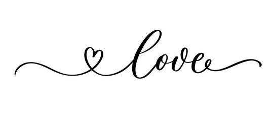 Wall Mural - love word hand drawn lettering. modern calligraphy script love text. design for print on shirt, post