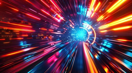 hyperspace tunnel: a mesmerizing abstract tunnel of light streaks and vibrant colors, creating a dyn