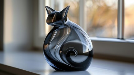 Sticker - Glass Cat Figurine on Window Sill