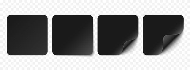Poster - Vector black realistic paper stickers, price tags isolated on white background.