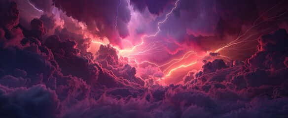 Wall Mural - Lightning Storm in the Clouds