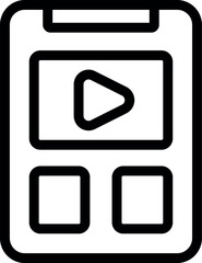 Poster - Simple black and white icon of a mobile phone playing a video, with a play button and menu options