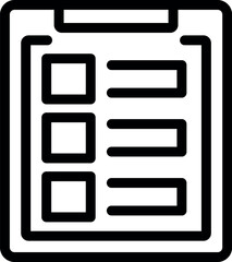Poster - Clipboard with checklist icon, office document symbol in simple style isolated on white background