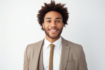 Wall Mural - Portrait of a satisfied man in his 20s dressed in a warm wool sweater over white background