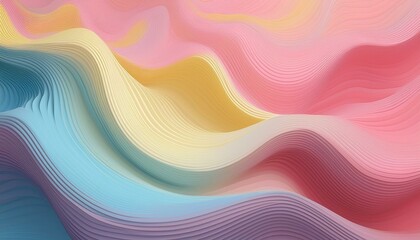 Wall Mural - Abstract 3d wavy smooth background. Multicolor pastel colour palette. Aesthetic concept. Generative AI