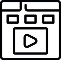 Poster - Outline icon of a website player streaming video content online