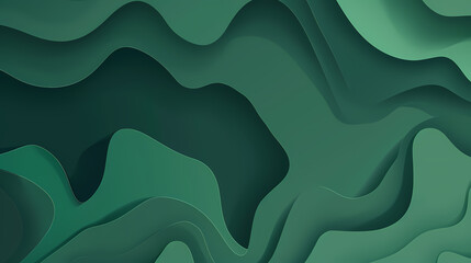 Sticker - Abstract green layered paper art pattern with fluid shapes and wave-like contours creating a sense of depth.