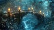© samrit - Serene bridge with ornate details, suspended in a luminous, heavenly realm